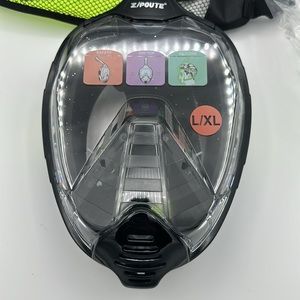 Snorkel Mask Full Face Z/Poute M-1502 Underwater 180 Degree Panoramic View L/XL